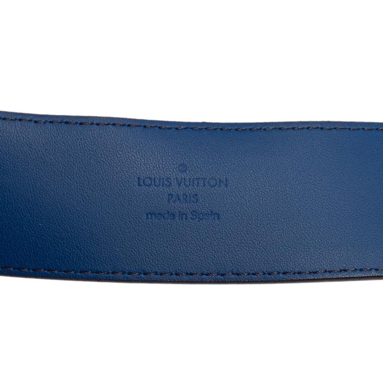 Louis Vuitton Blue Taurillon Leather LV Initiales Belt 90 CM at 1stDibs