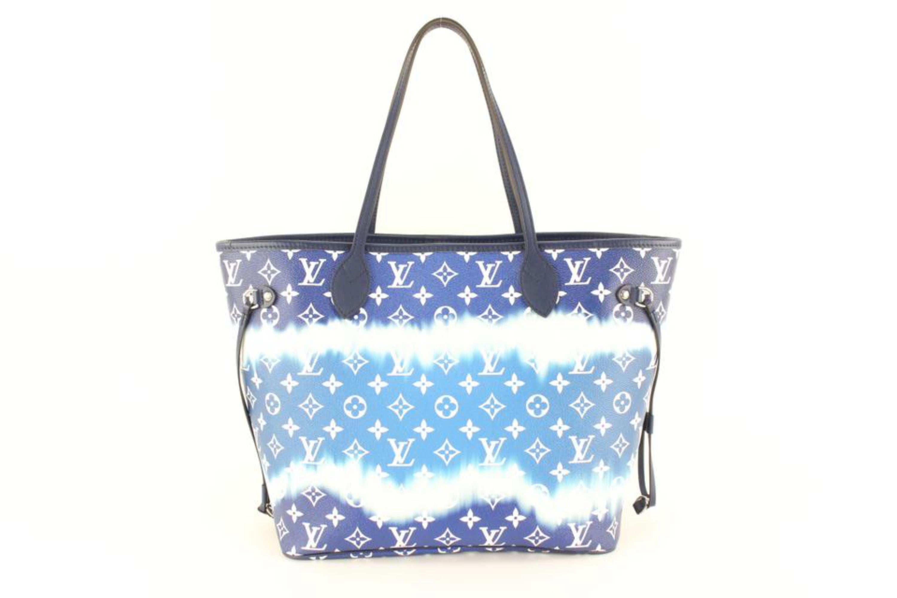 Women's Louis Vuitton Blue Tie Dye Monogram Escale Neverfull MM Tote 15lk69s