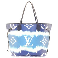 Louis Vuitton Blue Monogram Velvet Match Neverfull mm Tote with Pouch 24lv517s