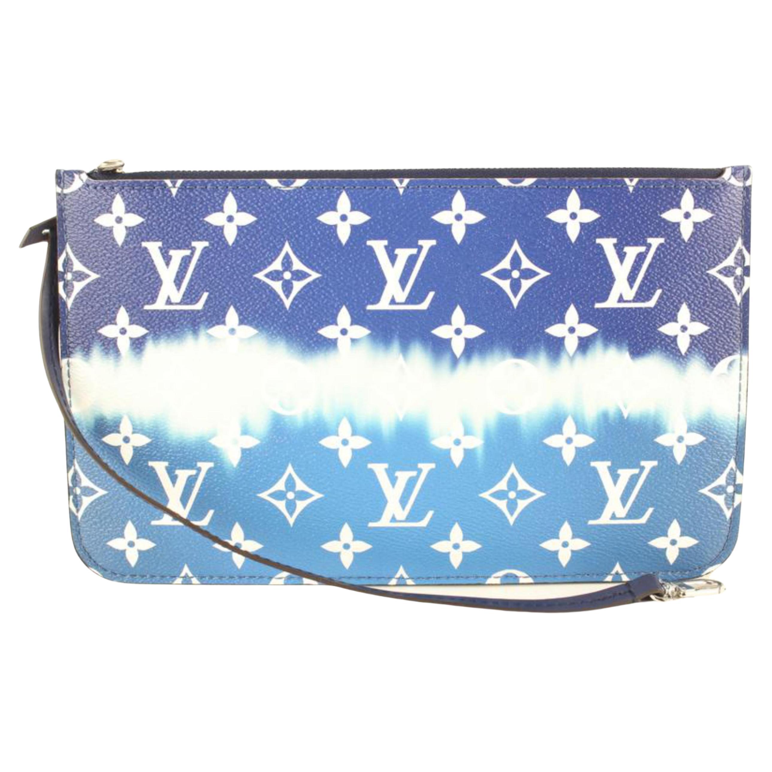 Louis Vuitton Blue Denim City Pouch Wristlet Bag 1012lv46