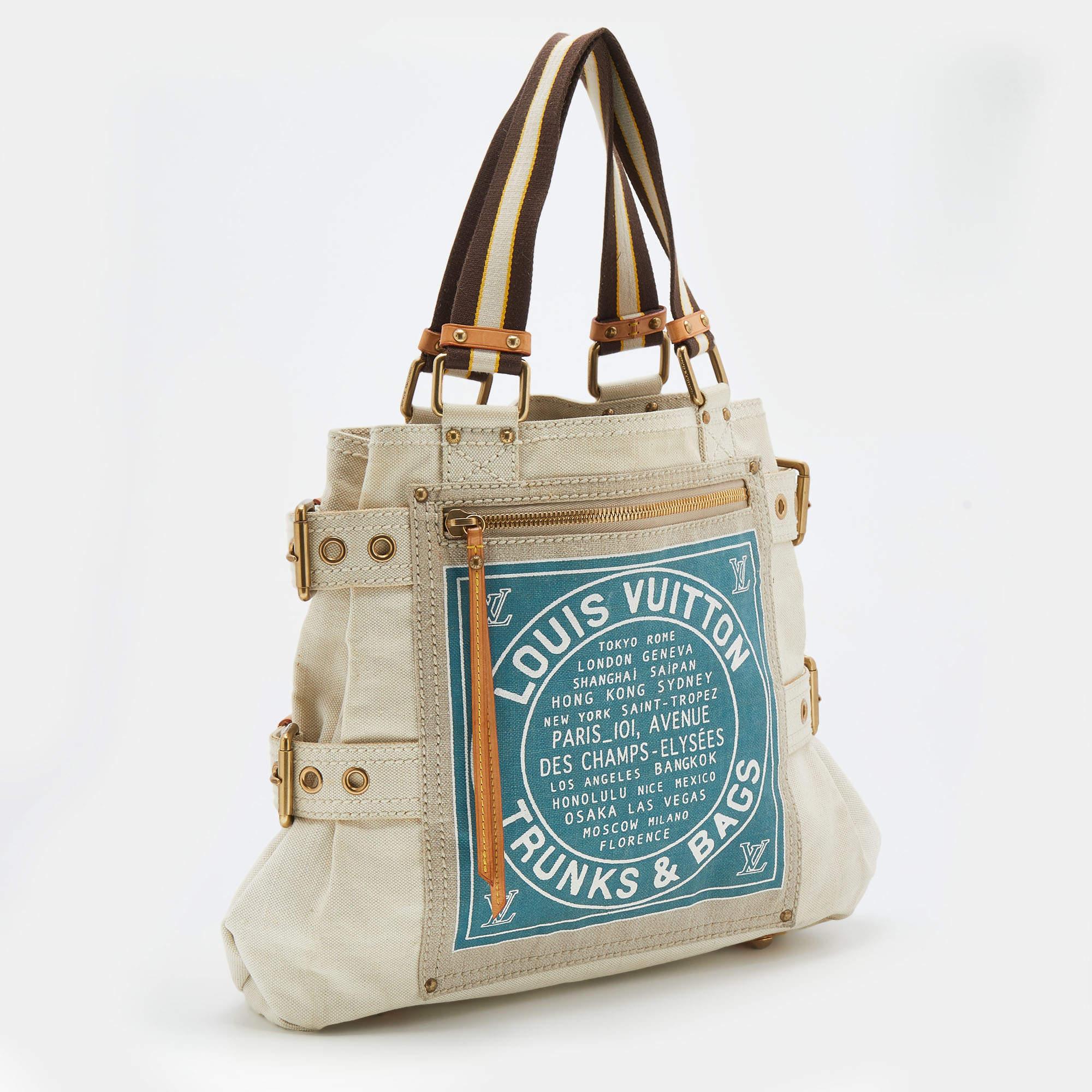 Louis Vuitton Blue Toile Globe Shopper Cabas Limited Edition MM Bag 1