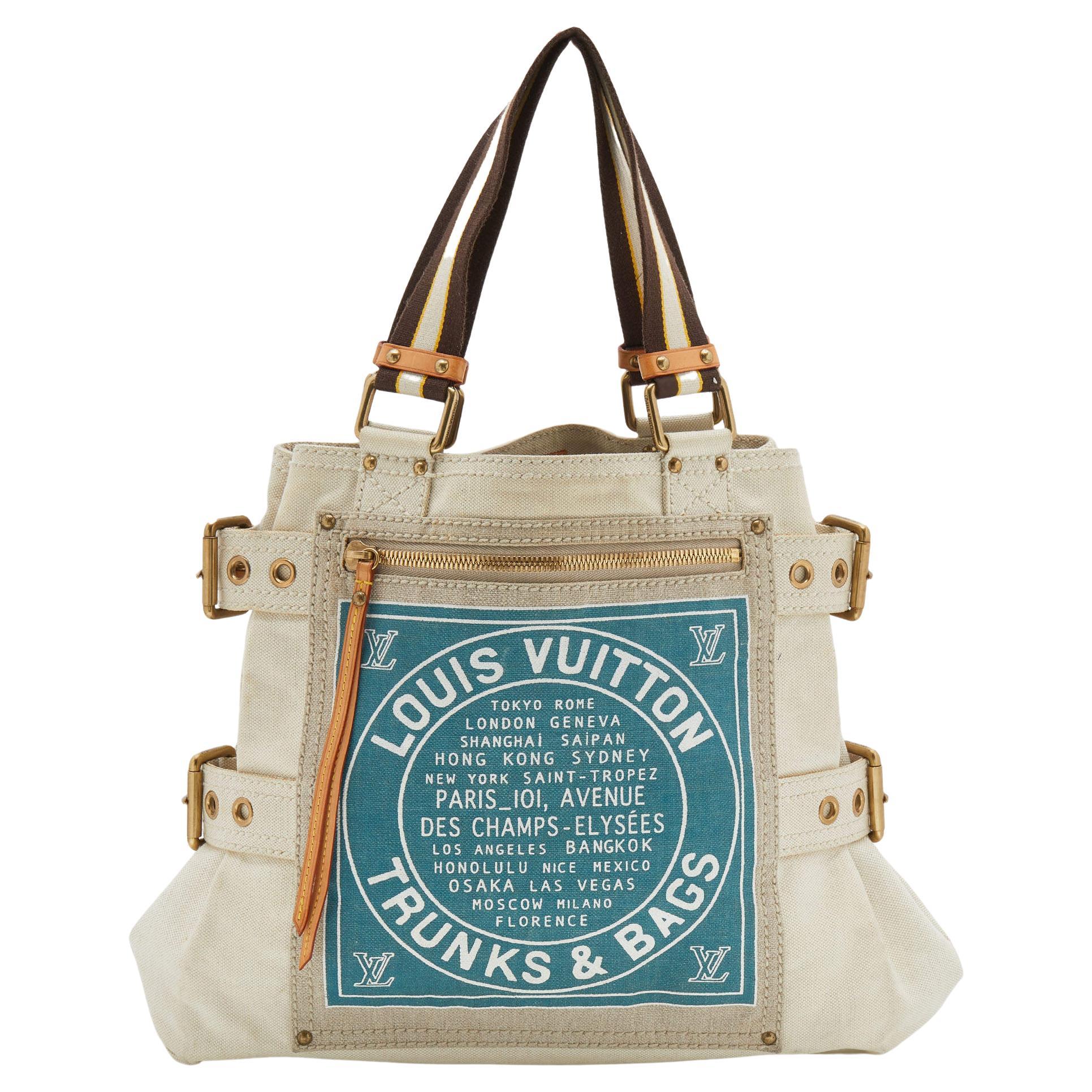 Louis Vuitton Blue Toile Globe Shopper Cabas Limited Edition MM Bag