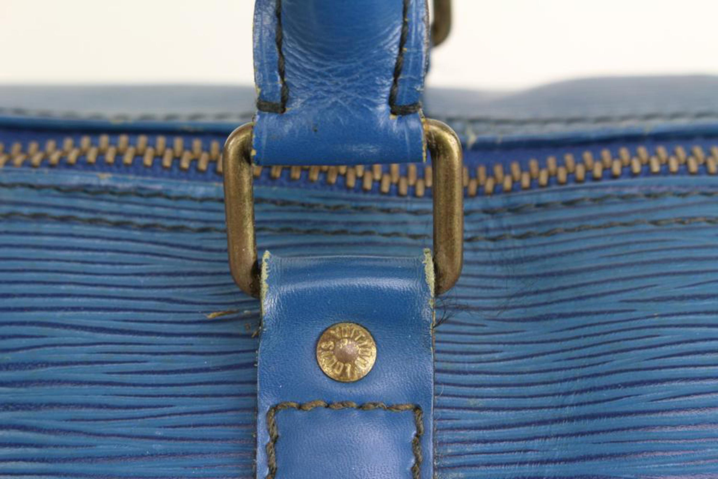 Louis Vuitton Blue Toledo Epi Leather Keepall 45 Duffle Bag 80lk411s 4
