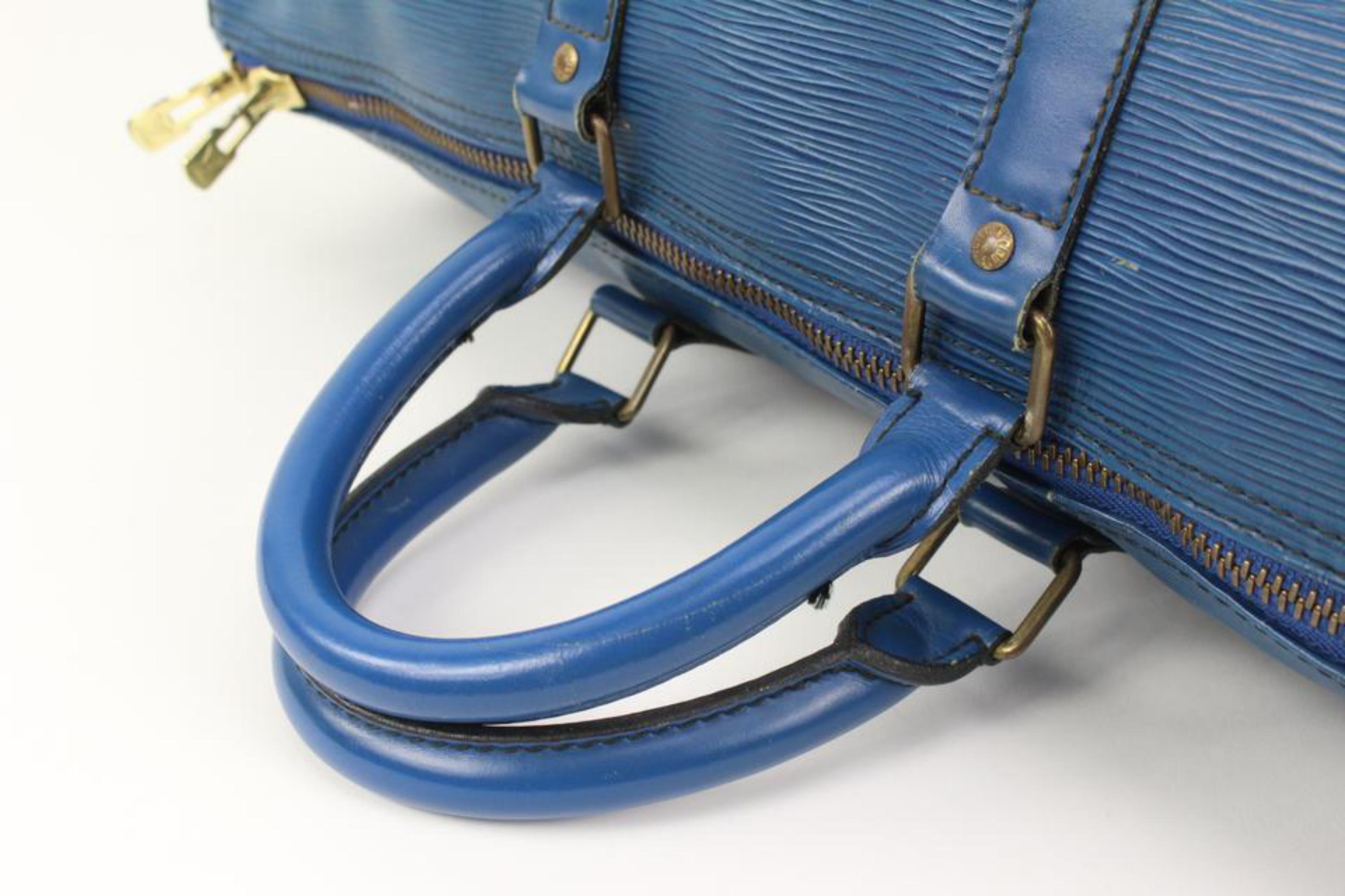 Women's Louis Vuitton Blue Toledo Epi Leather Keepall 45 Duffle Bag 80lk411s