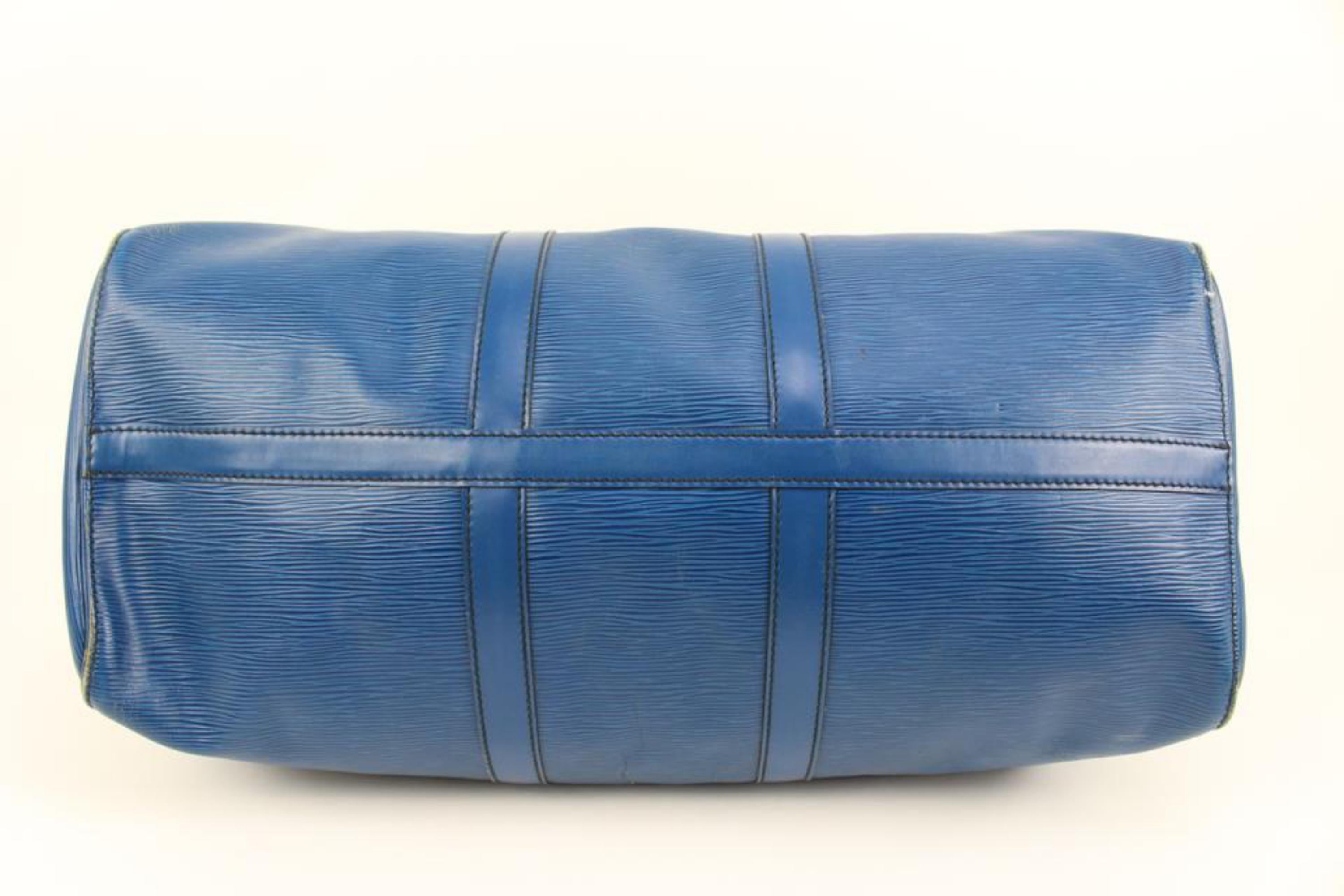 Louis Vuitton Blue Toledo Epi Leather Keepall 45 Duffle Bag 80lk411s 3