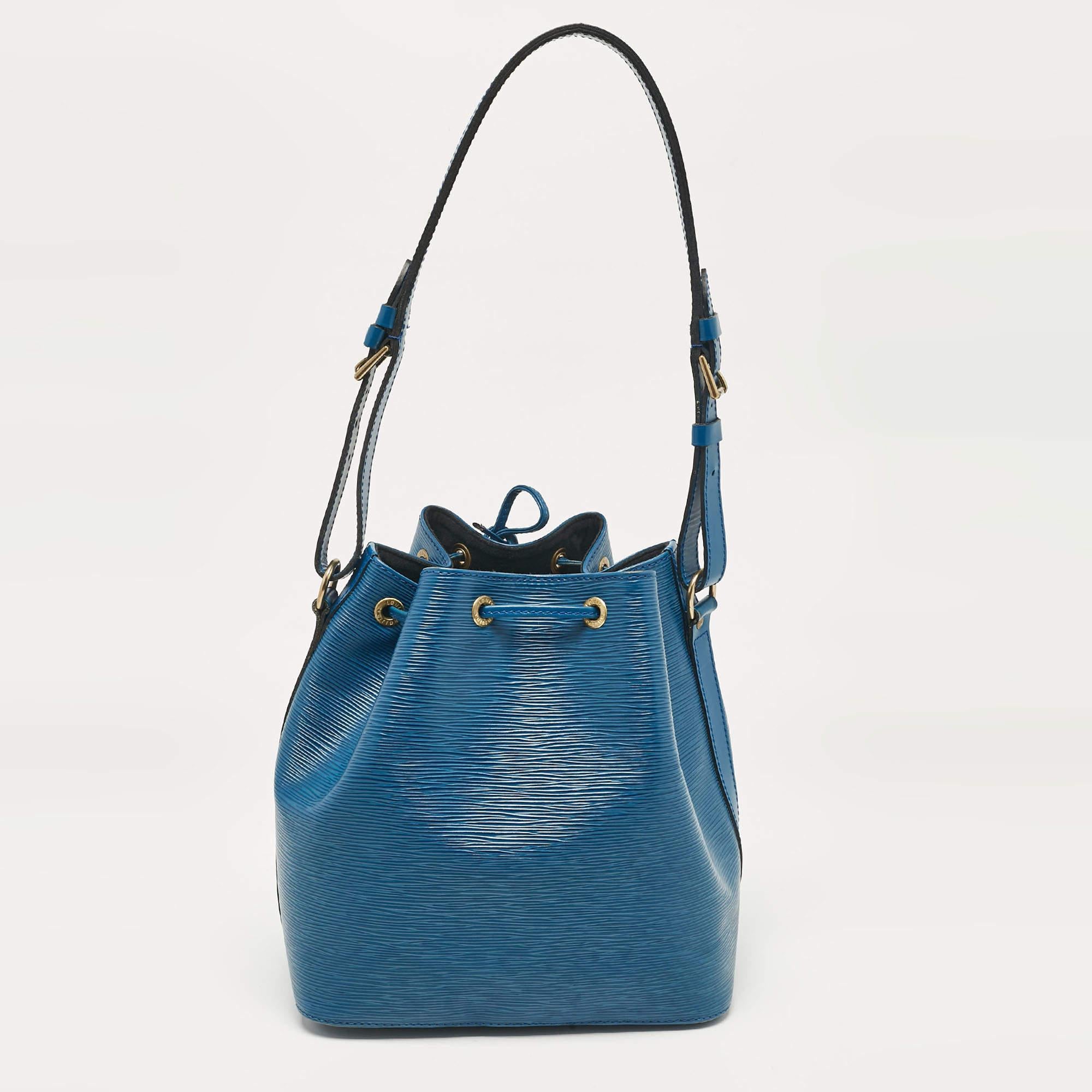 Women's Louis Vuitton Blue Toledo Epi Leather Petit Noe Bag For Sale