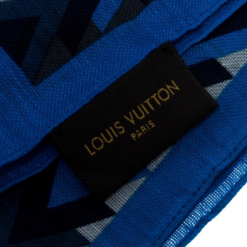 Louis Vuitton Blue V Obsession Pattern Cotton and Linen Stole 1