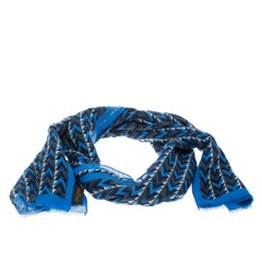 Louis Vuitton Blue V Obsession Pattern Cotton and Linen Stole