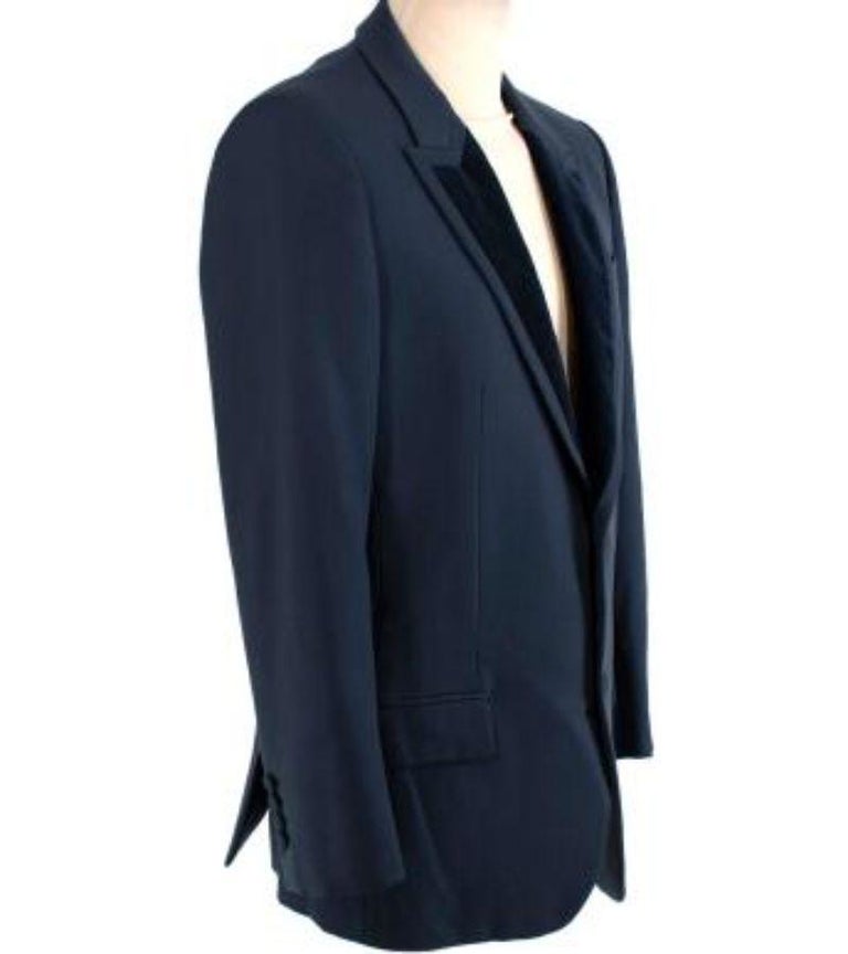 Louis Vuitton blue velvet lapel single breasted blazer For Sale at 1stDibs