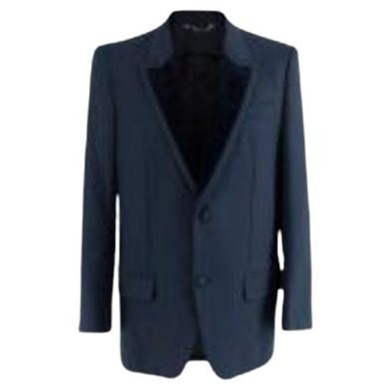 Louis Vuitton blue velvet lapel single breasted blazer For Sale at