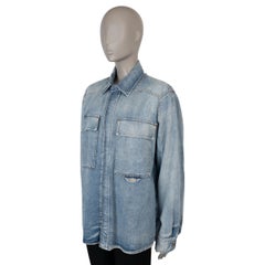 LOUIS VUITTON blue washed cotton 2022 DENIM OVERSHIRT Shirt Mens M Women's L