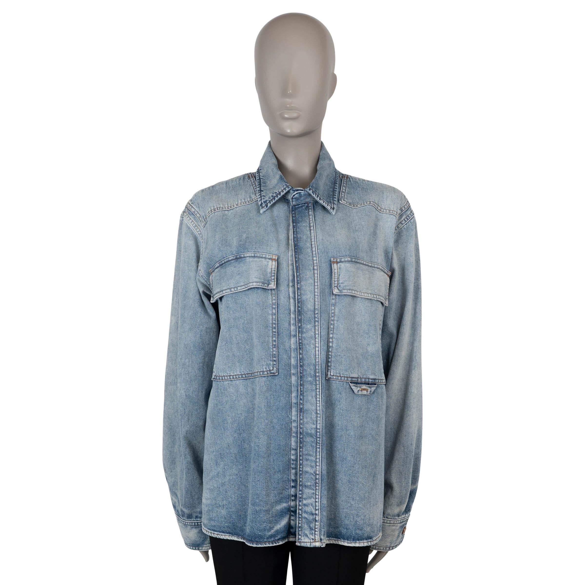 LOUIS VUITTON blue washed cotton 2022 DENIM OVERSHIRT Shirt Mens M Women
s L For Sale