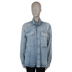 LOUIS VUITTON blue washed cotton 2022 DENIM OVERSHIRT Shirt Mens M Women
s L