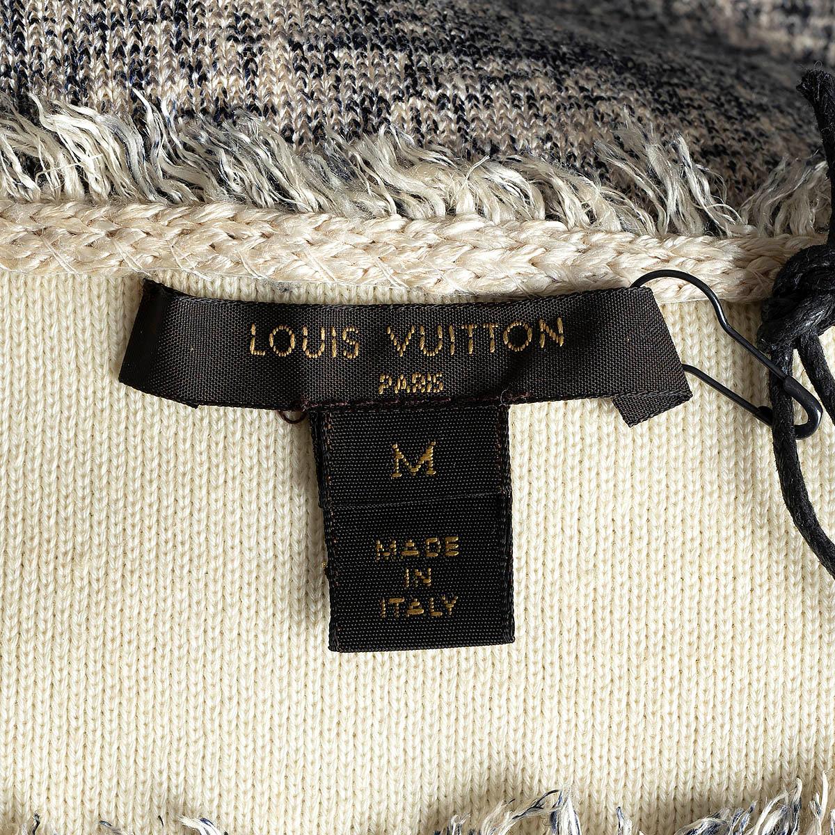 LOUIS VUITTON blue & white cotton 2014 FRAYED KNIT Dress M For Sale 2