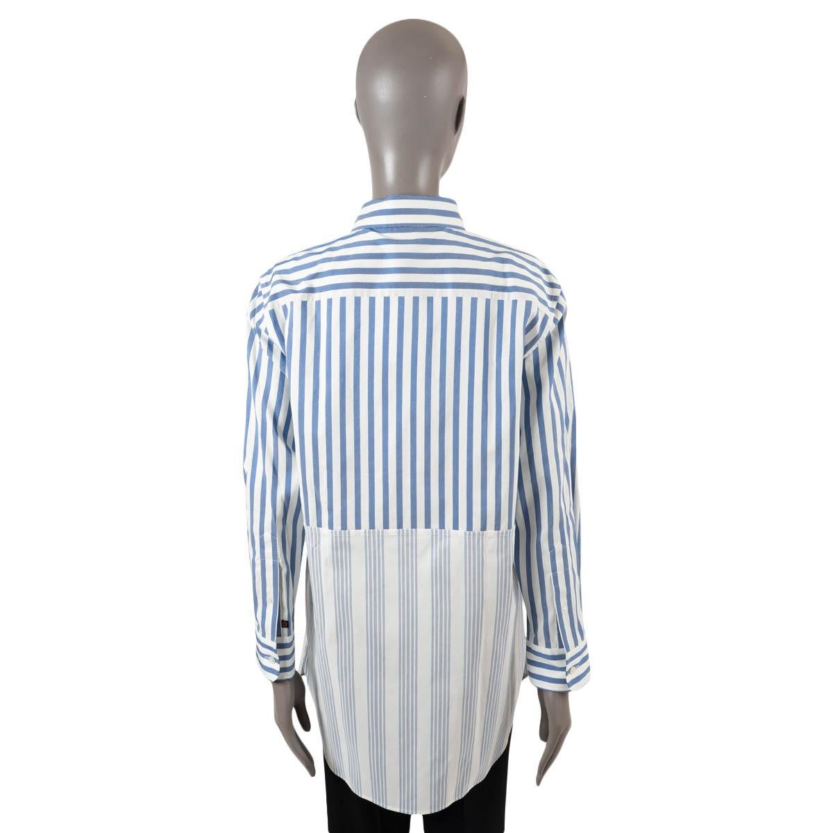 LOUIS VUITTON blue & white cotton 2020 POINTELLE STRIPED TUNIC Shirt 36 XS In New Condition For Sale In Zürich, CH