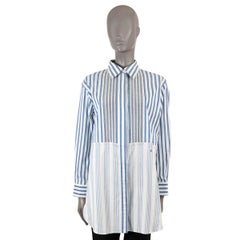 LOUIS VUITTON blue & white cotton 2020 POINTELLE STRIPED TUNIC Shirt 36 XS