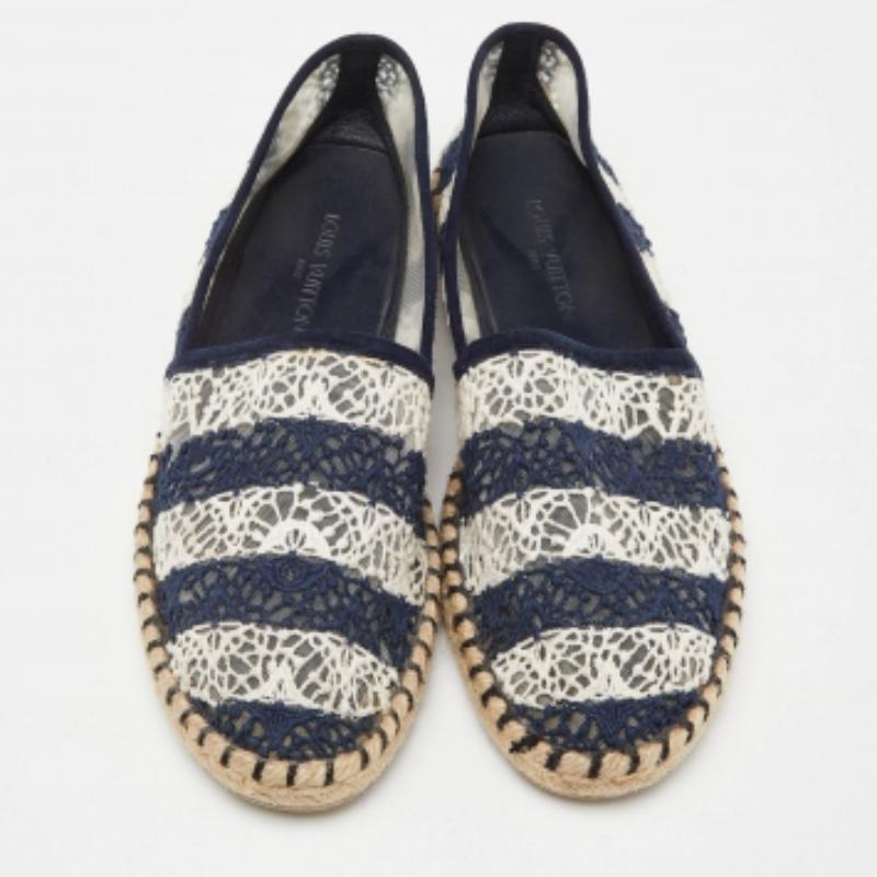 Beige Espadrilles en crochet bleu/blanc Louis Vuitton Taille 35.5 en vente