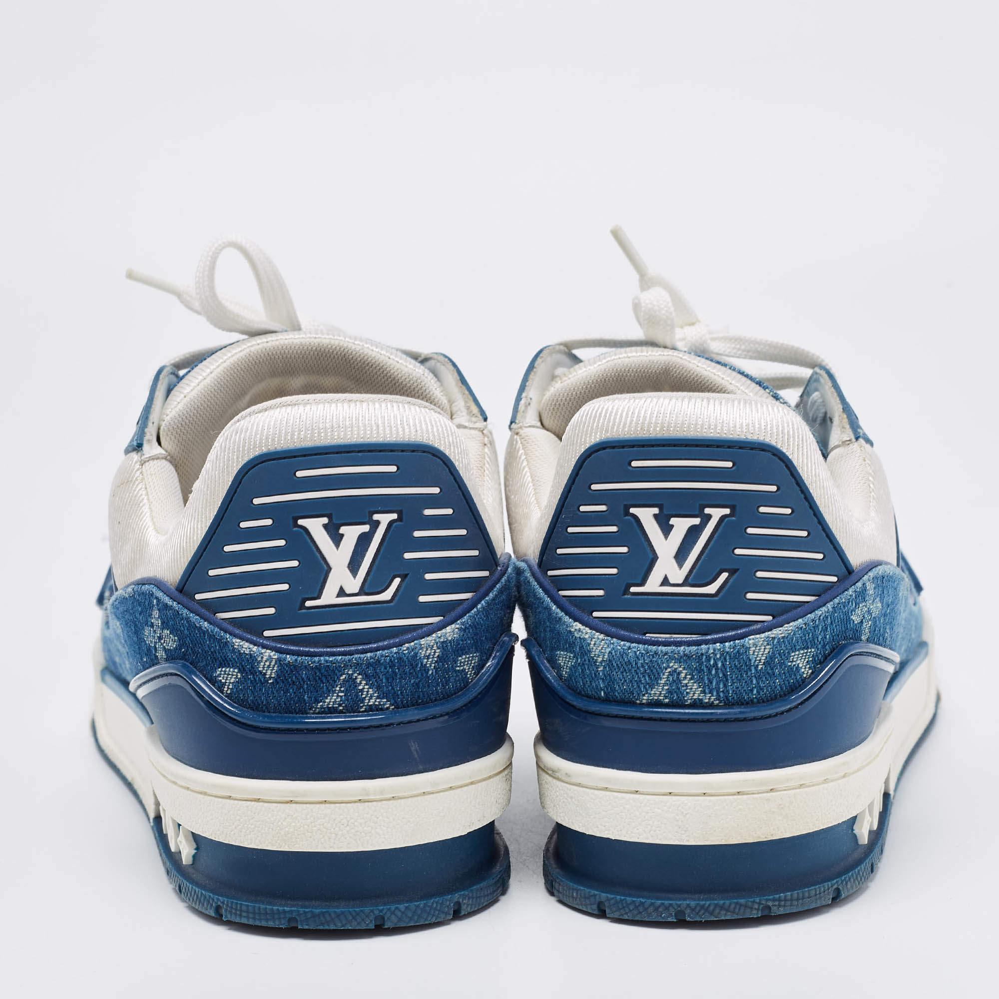 Louis Vuitton Blue/White Demin And Leather Trainer Low Top Sneakers Size 41 1