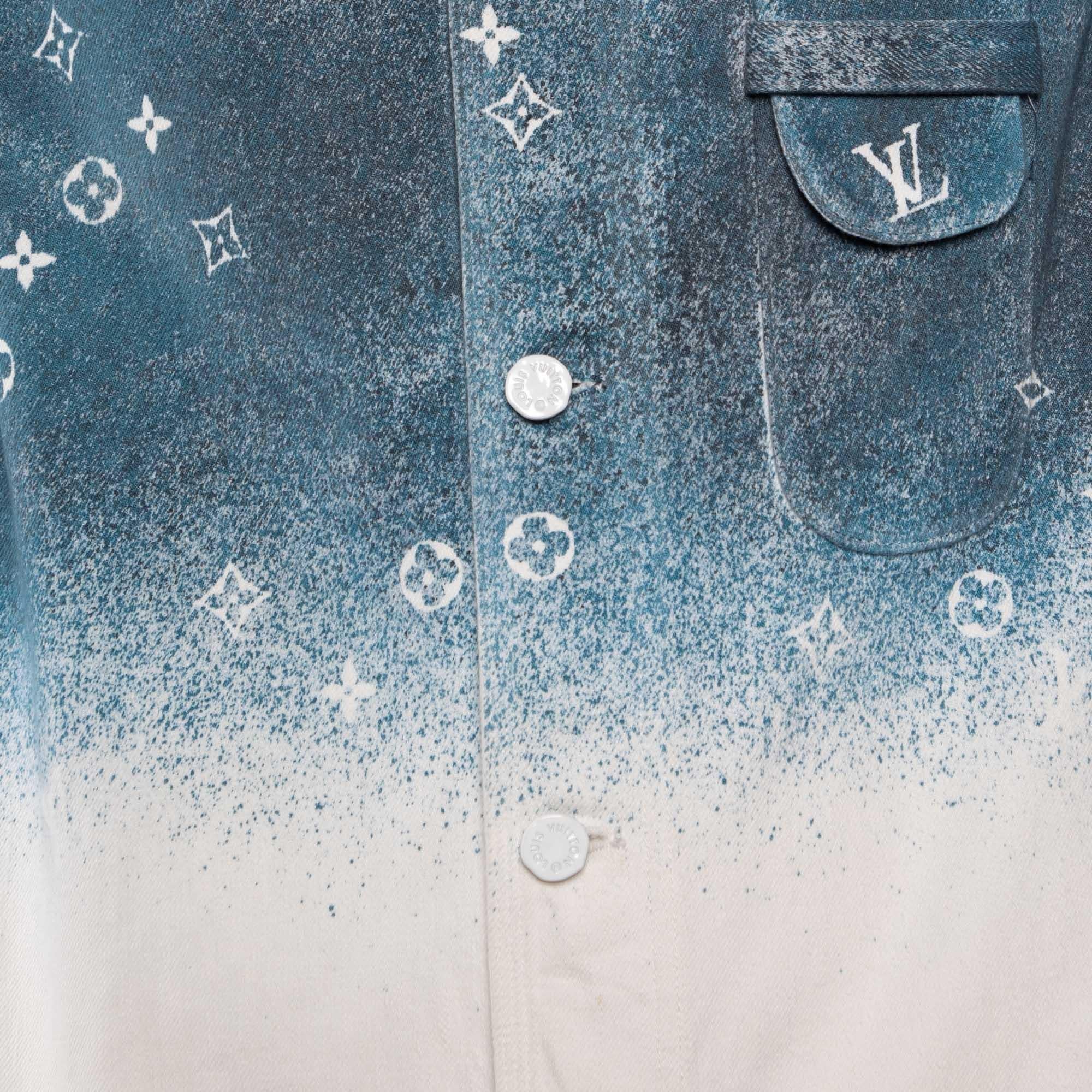 Louis Vuitton Blue/White Gradient Monogram Denim Shirt XS In Excellent Condition In Dubai, Al Qouz 2