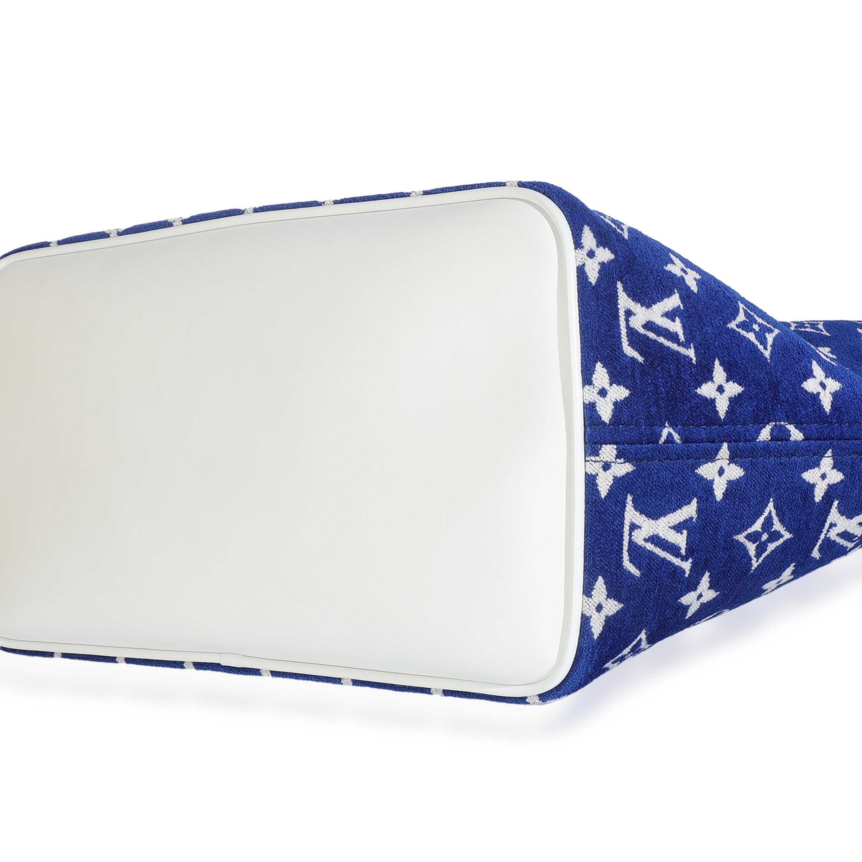 Louis Vuitton Blu Bianco Jacquard Velluto Monogram LV Match Neverfull MM In condizioni Nuovo in vendita a New York, NY