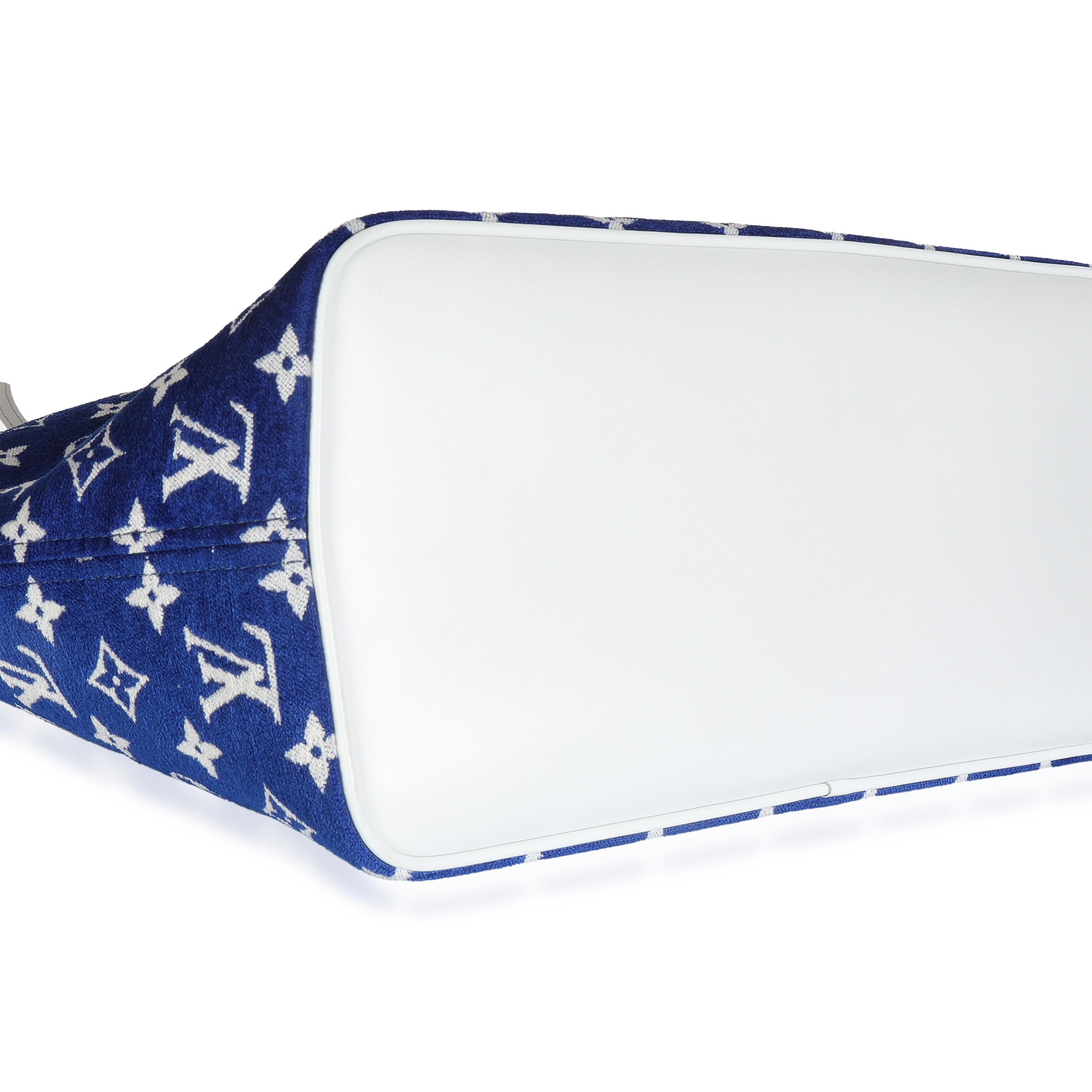 Louis Vuitton Blu Bianco Jacquard Velluto Monogram LV Match Neverfull MM in vendita 1