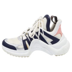 Louis Vuitton - Scarpe da ginnastica basse in pelle e mesh Arclight blu/bianco, misura 37