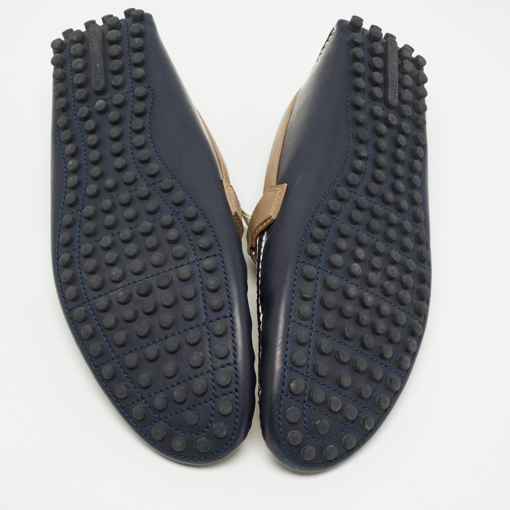 Louis Vuitton Blue/White Leather Hockenheim Slip On Loafers Size 43 4