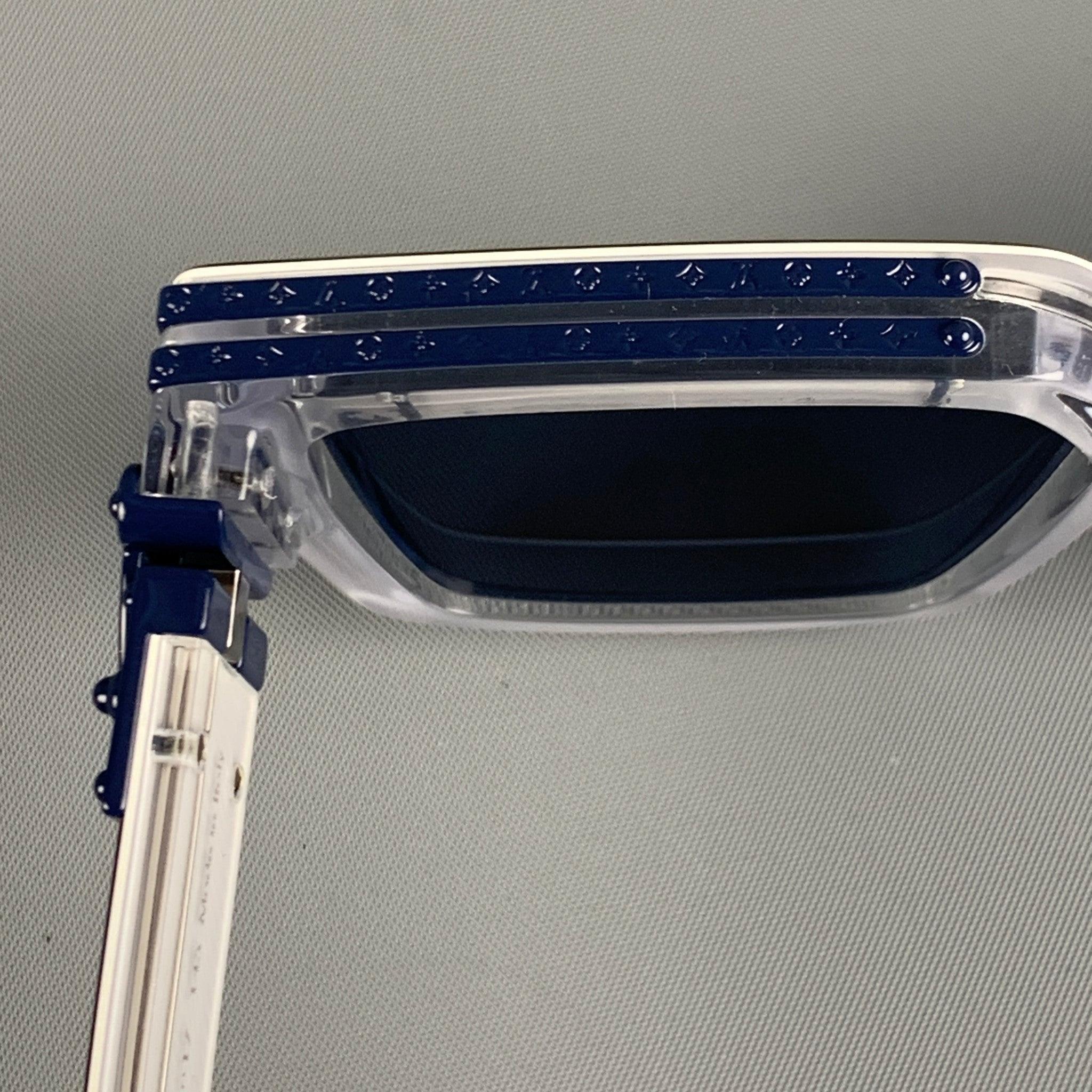 LOUIS VUITTON Blue White Marbled Acetate Sunglasses 1