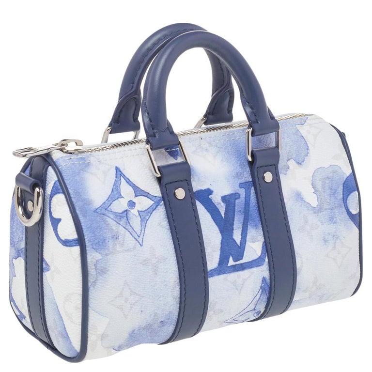 Louis Vuitton Blue/White Monogram Watercolor Canvas Keepall XS Bag at  1stDibs
