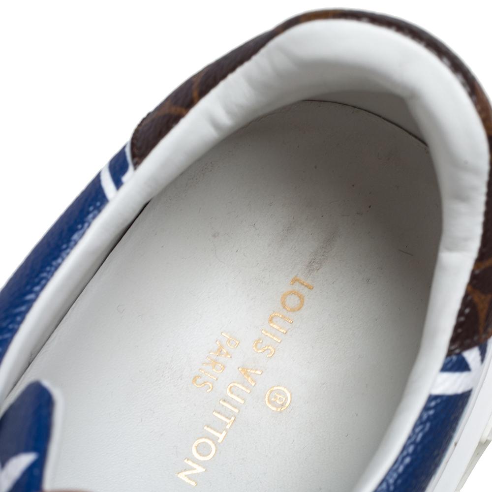 Louis Vuitton Blau/Weiß Patent Monogramm Canvas Escale Time Out Turnschuhe Größe 40 Damen