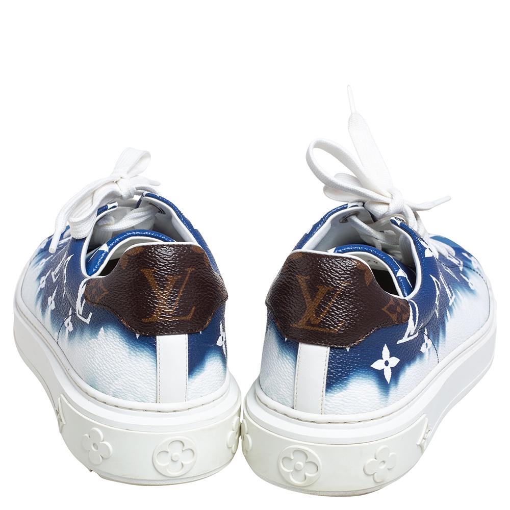 Louis Vuitton Blau/Weiß Patent Monogramm Canvas Escale Time Out Turnschuhe Größe 40 1