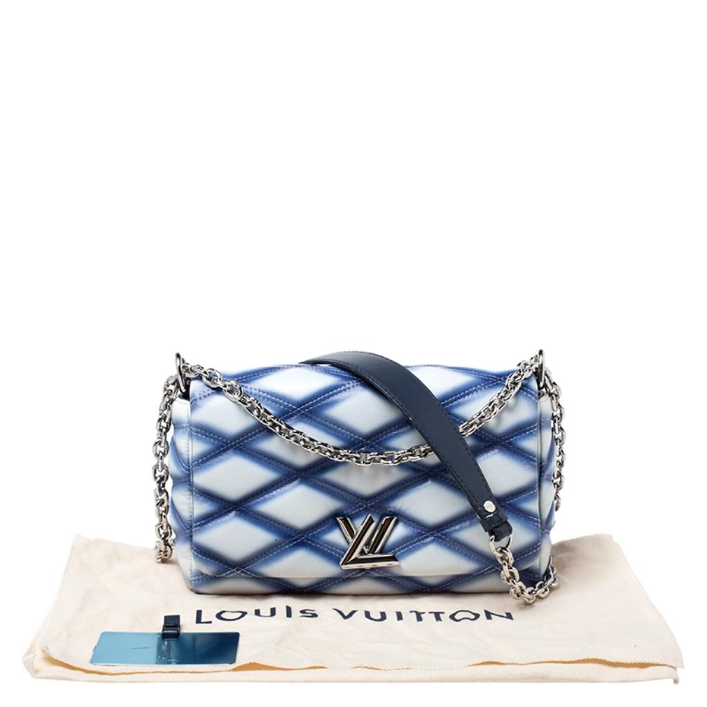 Louis Vuitton Blue/White Quilted Lambskin Leather GO-14 Malletage PM Bag 4