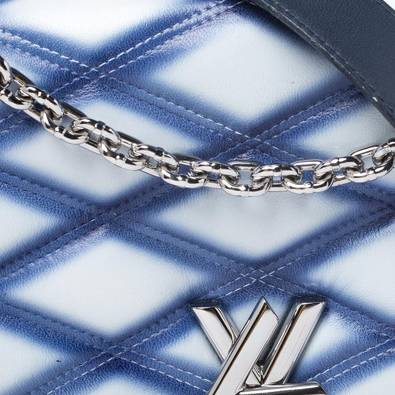 Louis Vuitton Blue/White Quilted Lambskin Leather GO-14 Malletage PM Bag In Good Condition In Dubai, Al Qouz 2