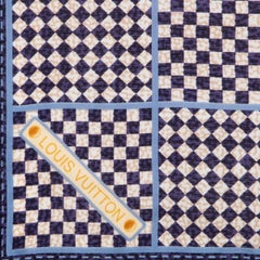 LOUIS VUITTON blue & white silk DAMIER AZUR Scarf