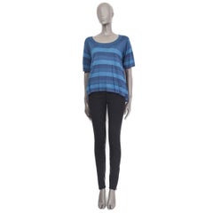 LOUIS VUITTON blue wool & silk STRIPED KNIT T-Shirt Shirt M