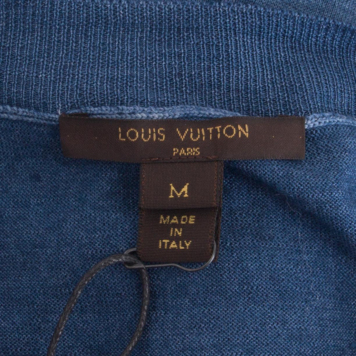 Blue LOUIS VUITTON blue wool & silk STRIPED KNIT T-Shirt Shirt M For Sale