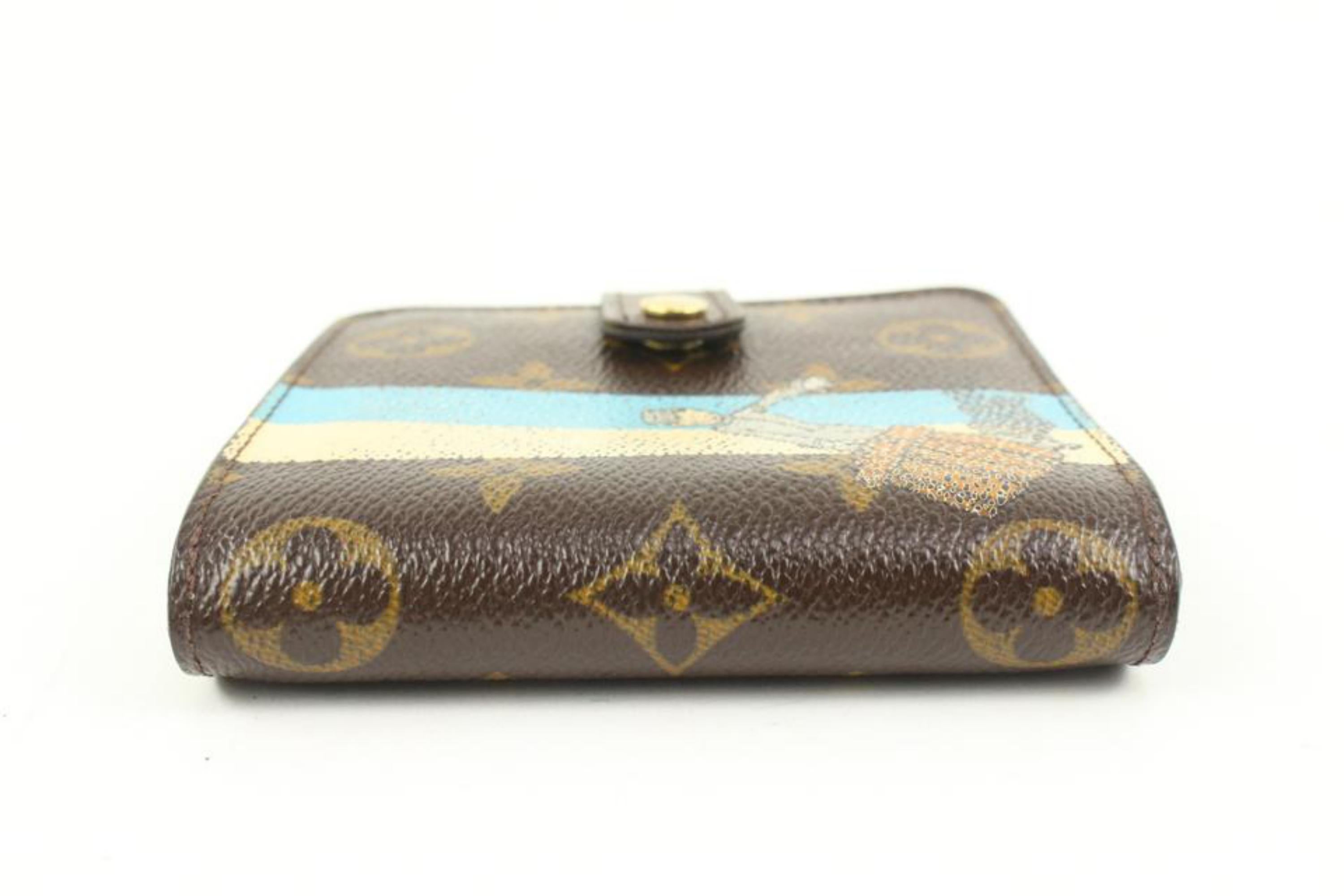 Women's Louis Vuitton Blue x Brown Monogram Bellboy Compact Wallet Groom 14lk31s