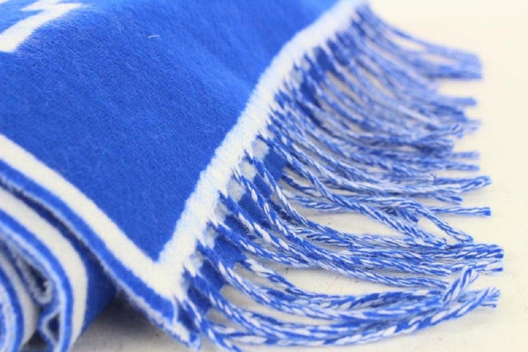blue and white lv scarf