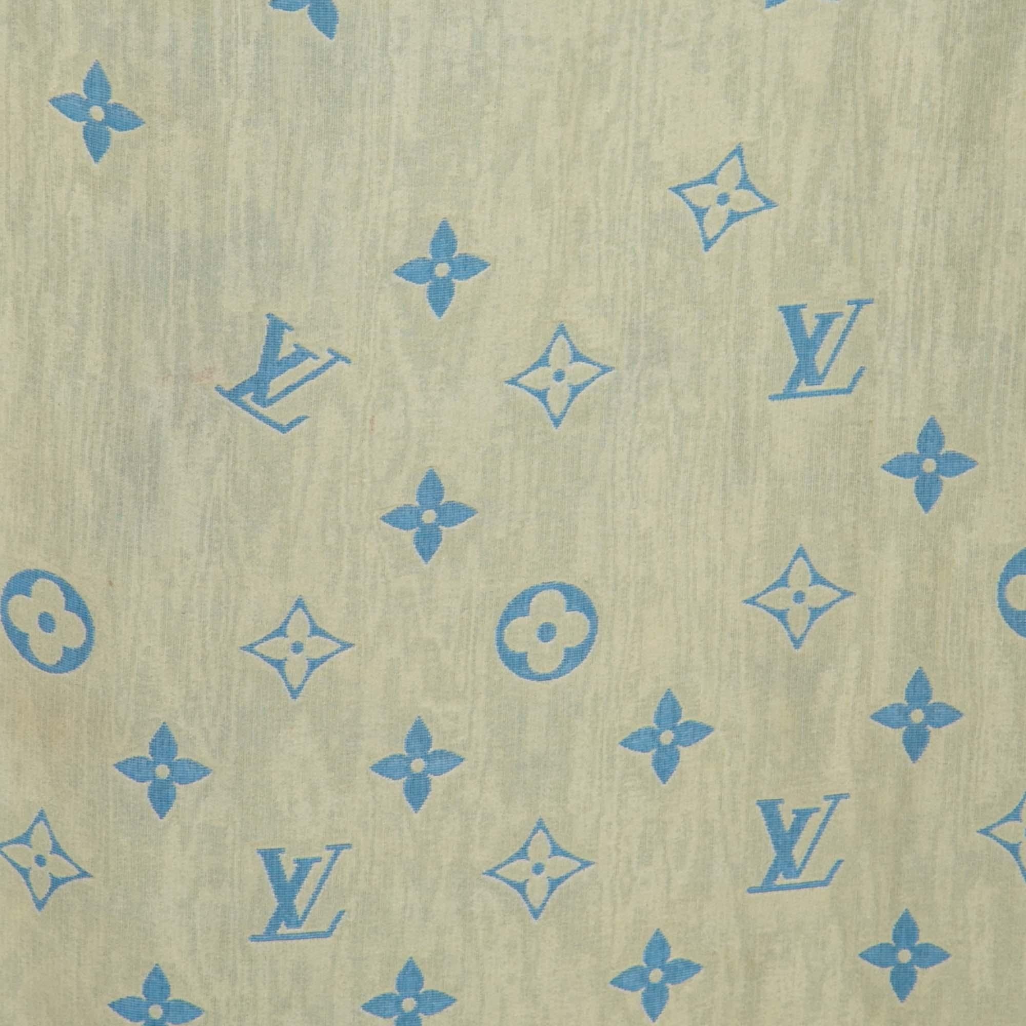 Louis Vuitton Blue & Yellow Monogrammed Silk Scarf 2