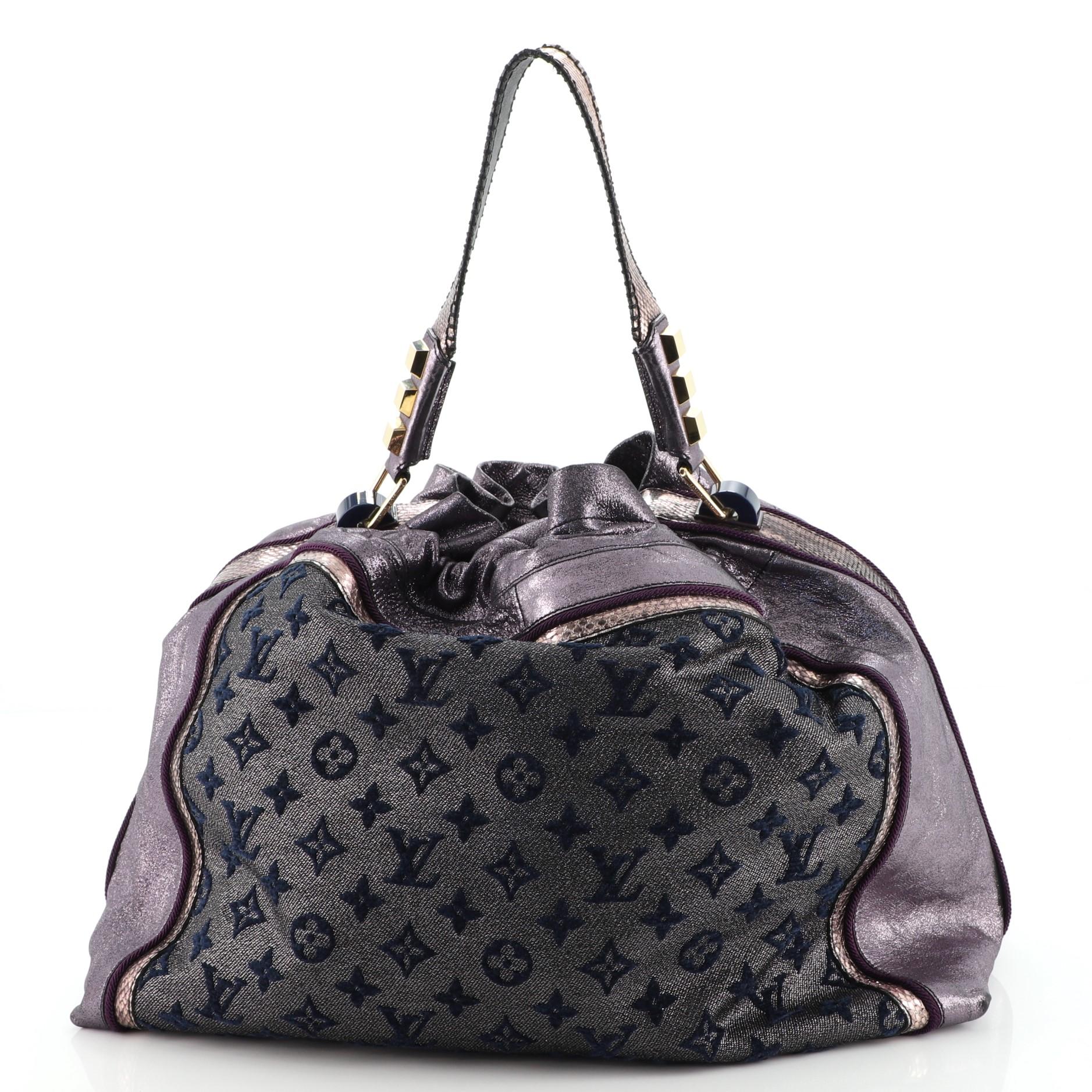 Louis Vuitton Bluebird Handtasche Limited Edition Monogramm Lurex Segeltuch Limited Edition (Schwarz)