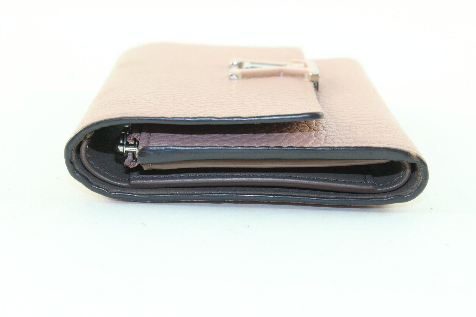 LOUIS VUITTON Blush Pink Taurillong Leather Capucines Wallet 1LV1219K For Sale 6
