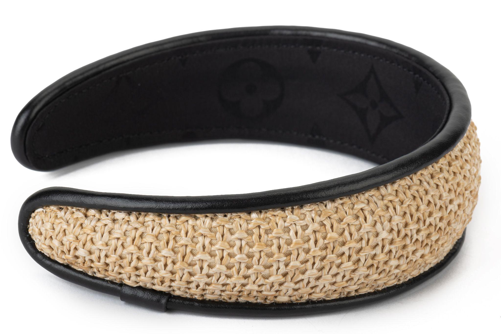 Louis Vuitton BNIB Schwarzes Raffia-Kopfband aus Raffia (Beige)
