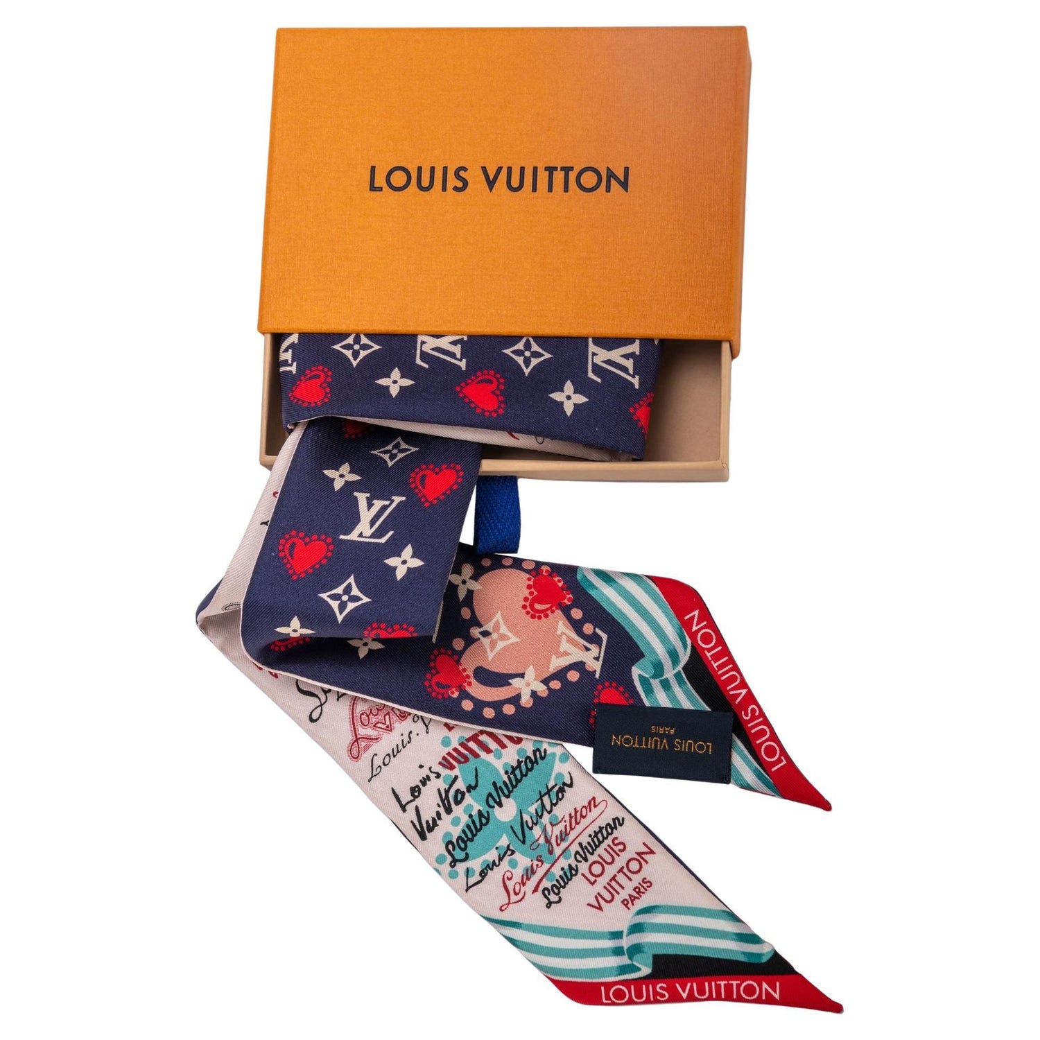 Louis Vuitton Indigo Monogram Print Silk Twilly Bandeau Scarf Louis Vuitton