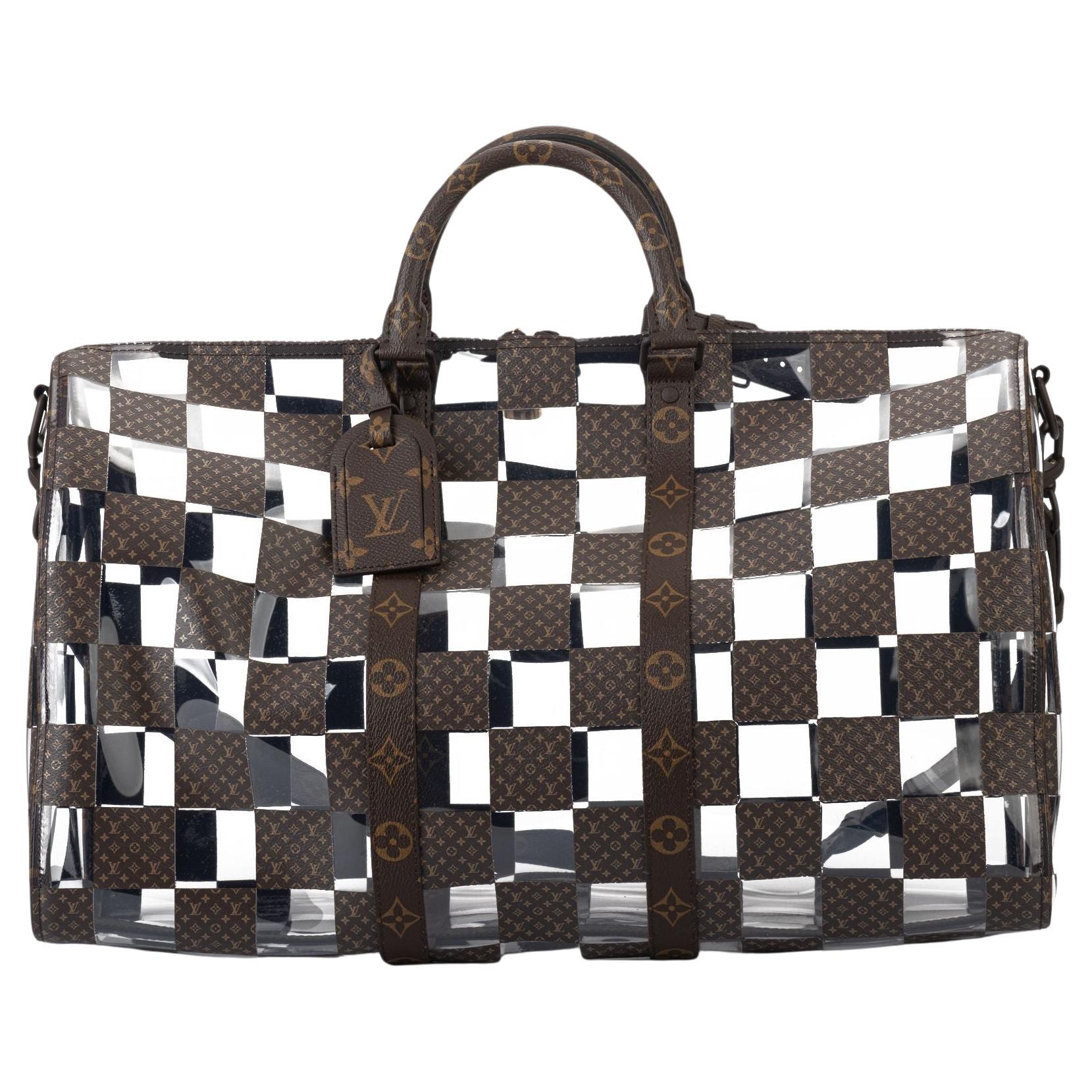 Louis Vuitton Keepall Bandouliere 50 Monogram Chess PVC Logo Weekend Travel  Bag