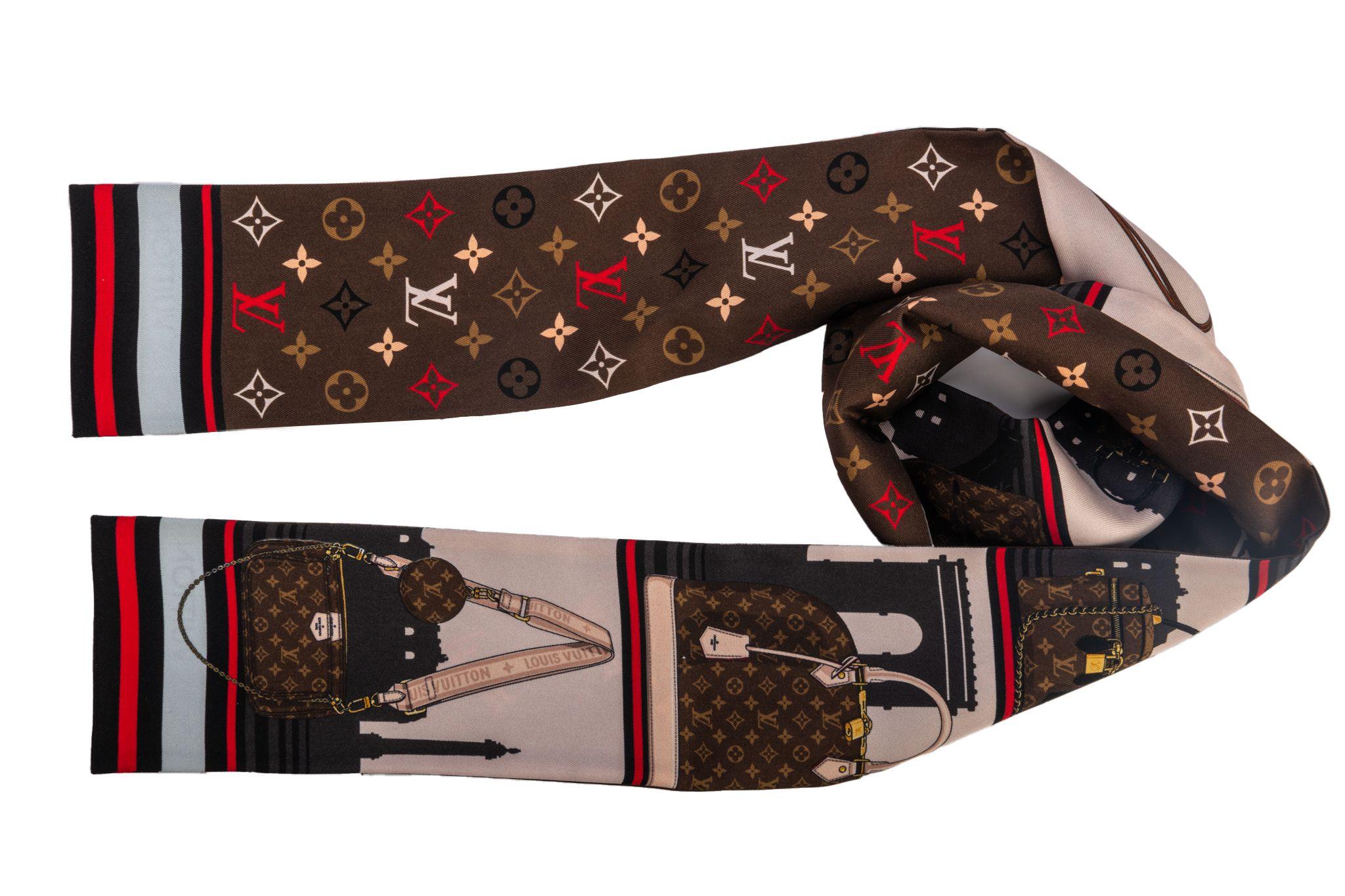 Louis Vuitton silk bandeau with skyline and most popular handbags style. Brand new in original box .