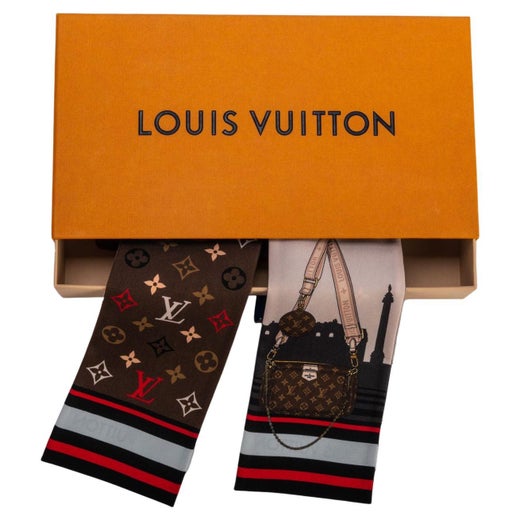 Pre-Owned Louis Vuitton LOUIS VUITTON Bandeau BB/LV&ME Light Blue/Light  Pink M76443 Silk 100% Alphabet Monogram Twilly Scarf Hair Bag (Like New) 