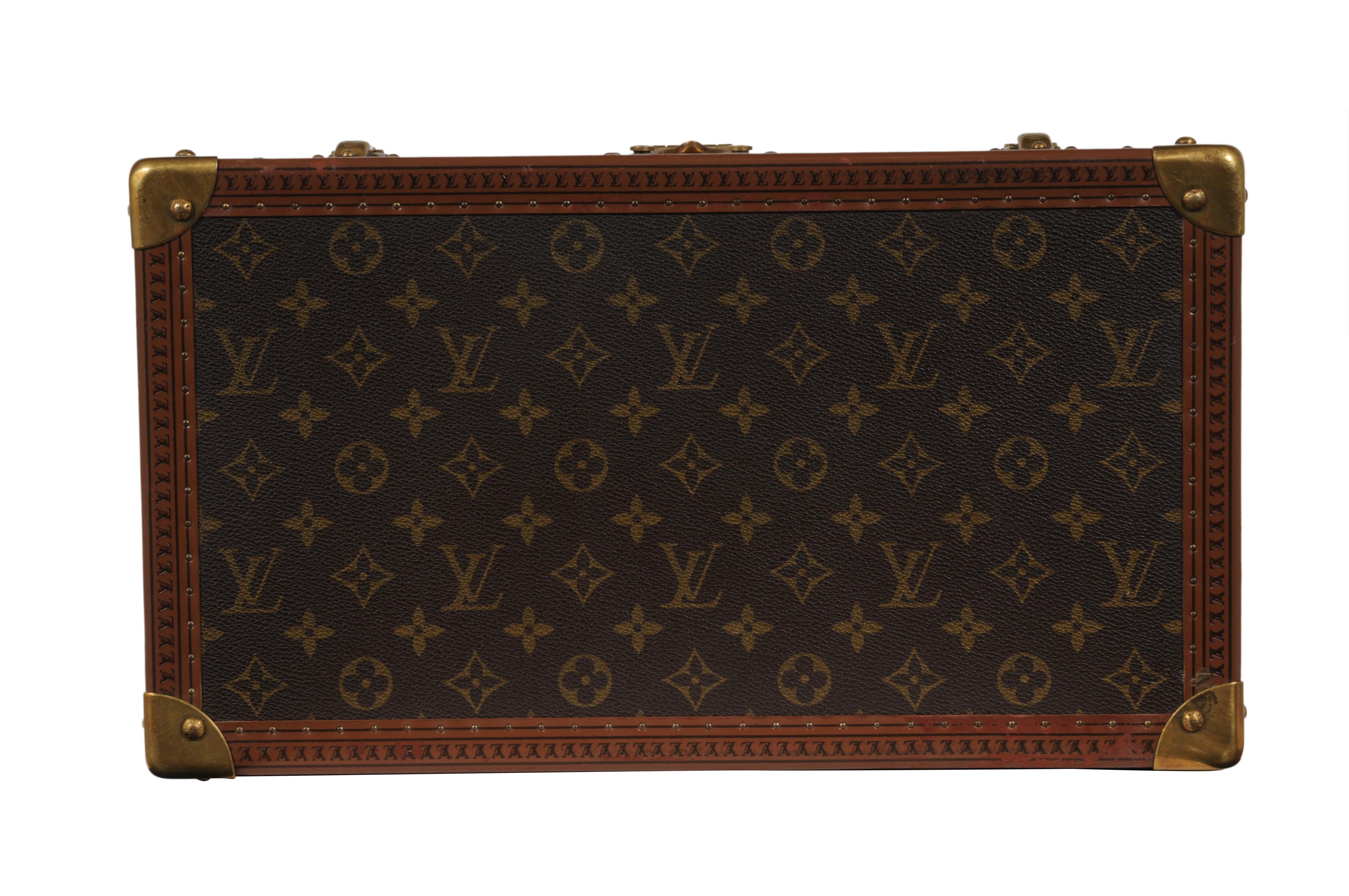 Louis Vuitton Boite Vanity Trunk Train Case Lv Logo Brown Tan Monogram Unisexe en vente