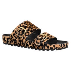 Louis Vuitton Bom Dia Pony-Hair Leopard-Print Mules