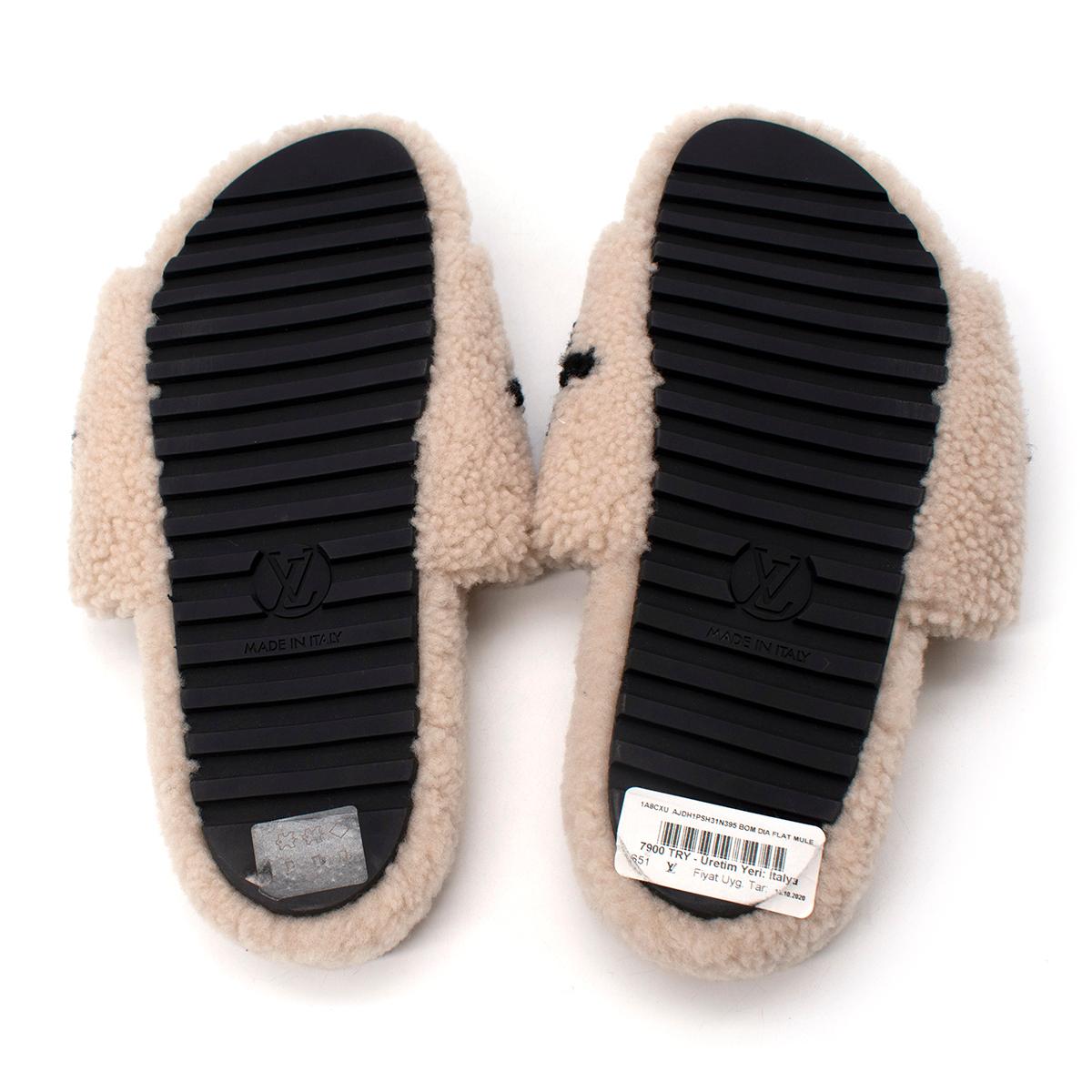 Louis Vuitton Bom Dia Shearling Beige Flat Mules - Ausverkauft/Rarität - Us Größe 9.5 4
