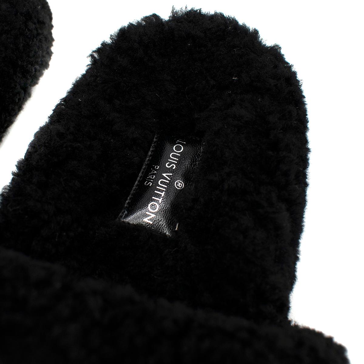 De las mujeres Louis Vuitton Bom Dia Shearling Black Flat Mules - Agotado/Raro - Talla 6 en venta